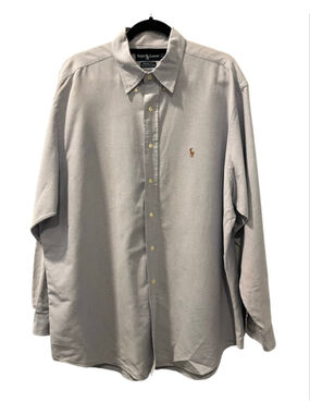 Polo Ralph Lauren Yarmouth Shirt Mens XL Grey Pinpoint Oxford Pony Long Sleeve